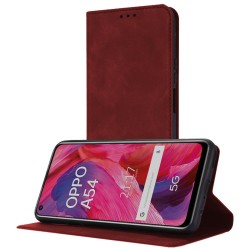 Funda Polipiel con tarjetero para Oppo A54 5G / A74 5G color Roja