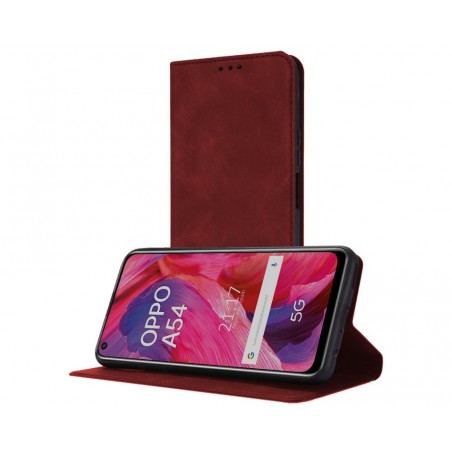 Funda Polipiel con tarjetero para Oppo A54 5G / A74 5G color Roja