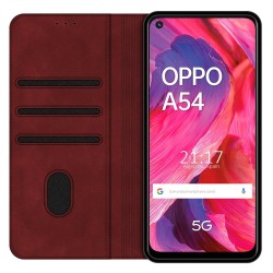Funda Polipiel con tarjetero para Oppo A54 5G / A74 5G color Roja 2