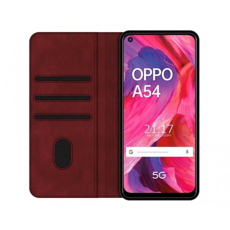 Funda Polipiel con tarjetero para Oppo A54 5G / A74 5G color Roja