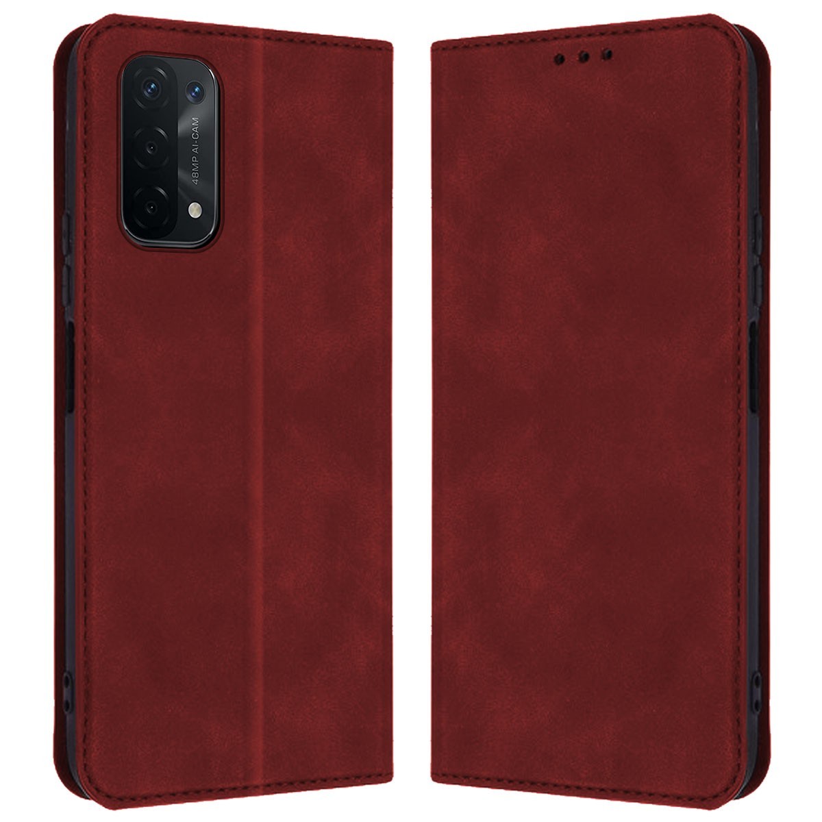 Funda Polipiel con tarjetero para Oppo A54 5G / A74 5G color Roja
