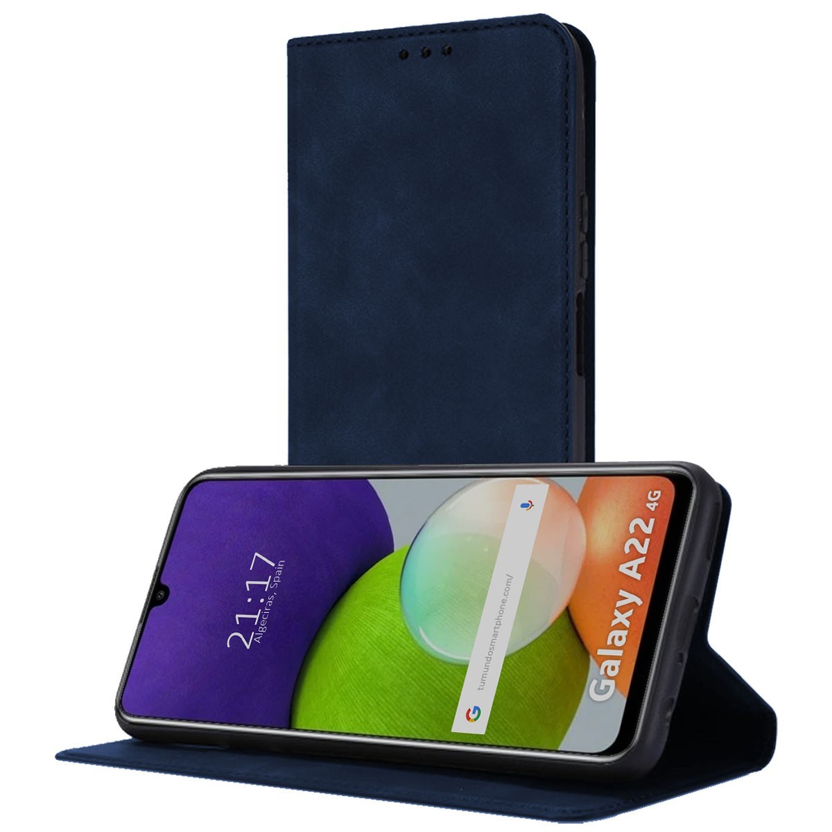 Funda Polipiel con tarjetero para Samsung Galaxy A22 4G / M22 color Azul