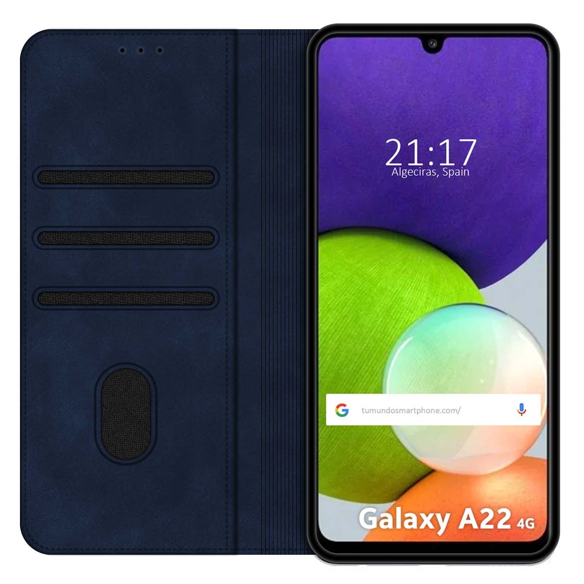 Funda Polipiel con tarjetero para Samsung Galaxy A22 4G / M22 color Azul