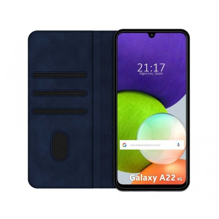 Funda Polipiel con tarjetero para Samsung Galaxy A22 4G / M22 color Azul