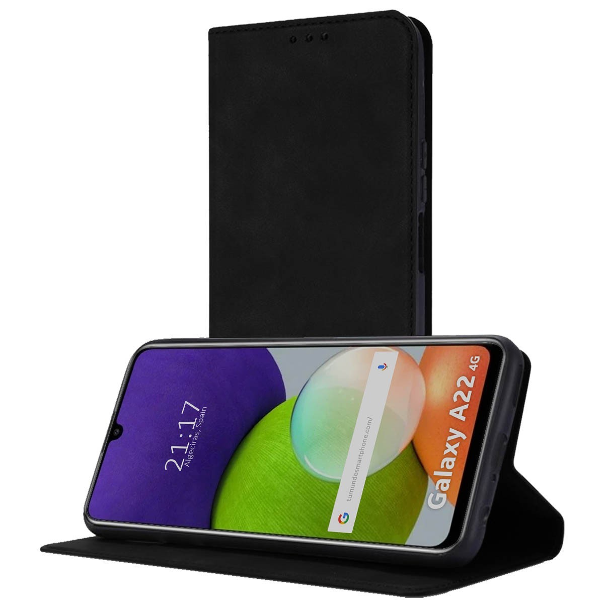 Funda Polipiel con tarjetero para Samsung Galaxy A22 4G / M22 color Negra