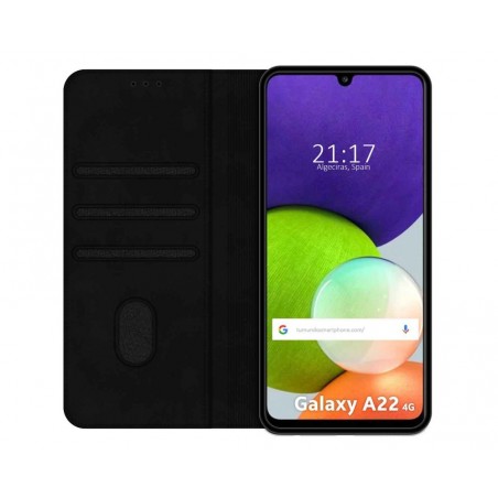 Funda Polipiel con tarjetero para Samsung Galaxy A22 4G / M22 color Negra