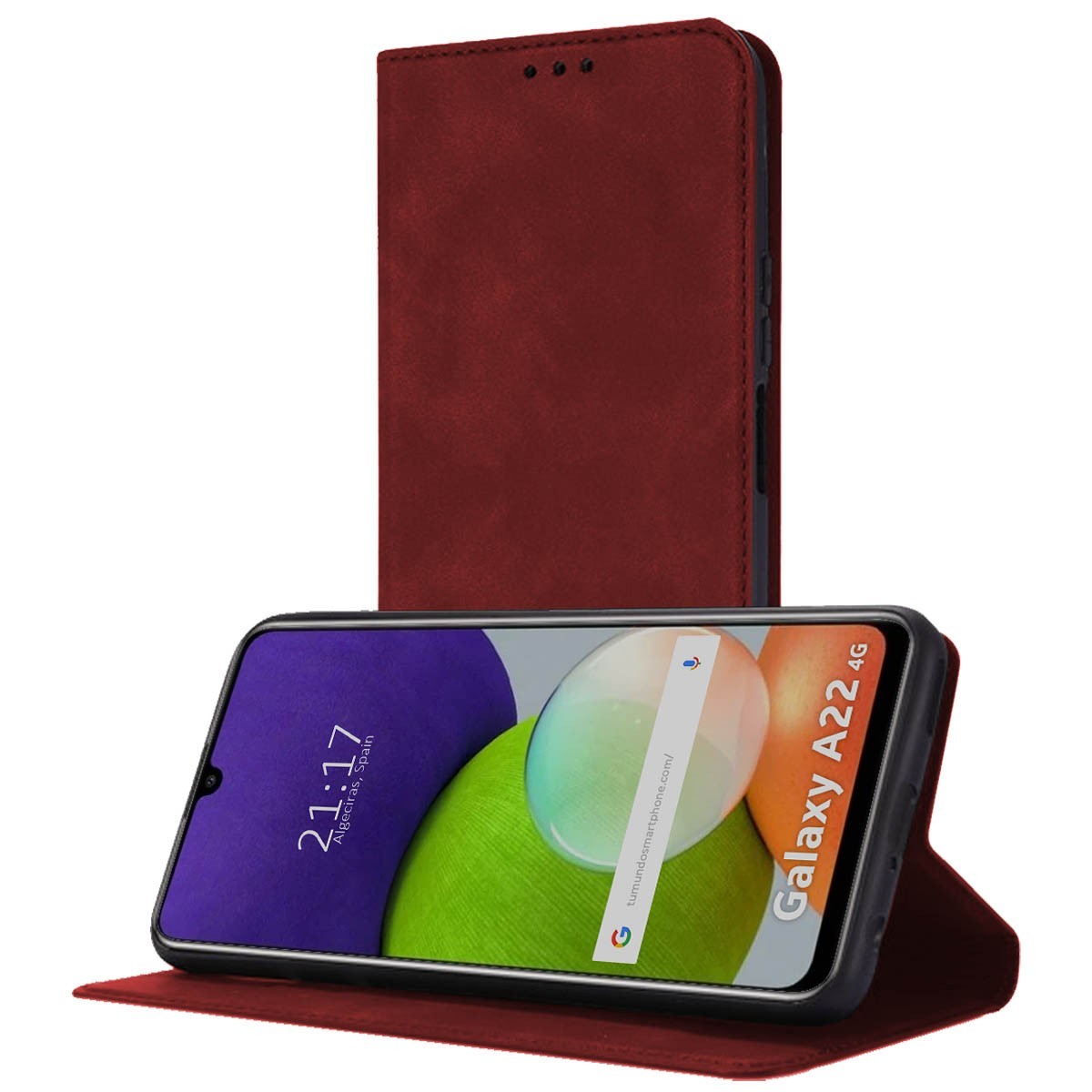 Funda Polipiel con tarjetero para Samsung Galaxy A22 4G / M22 color Roja