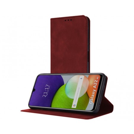 Funda Polipiel con tarjetero para Samsung Galaxy A22 4G / M22 color Roja