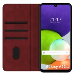 Funda Polipiel con tarjetero para Samsung Galaxy A22 4G / M22 color Roja