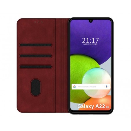 Funda Polipiel con tarjetero para Samsung Galaxy A22 4G / M22 color Roja