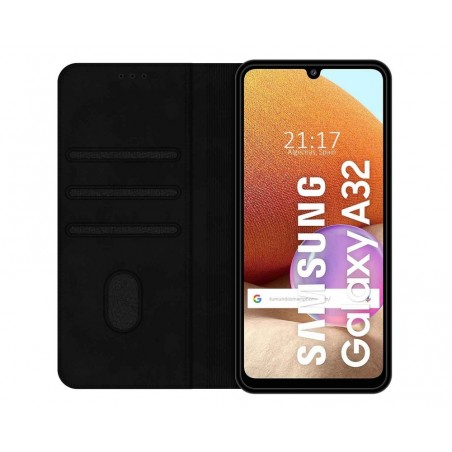 Funda Polipiel con tarjetero para Samsung Galaxy A32 4G color Negra