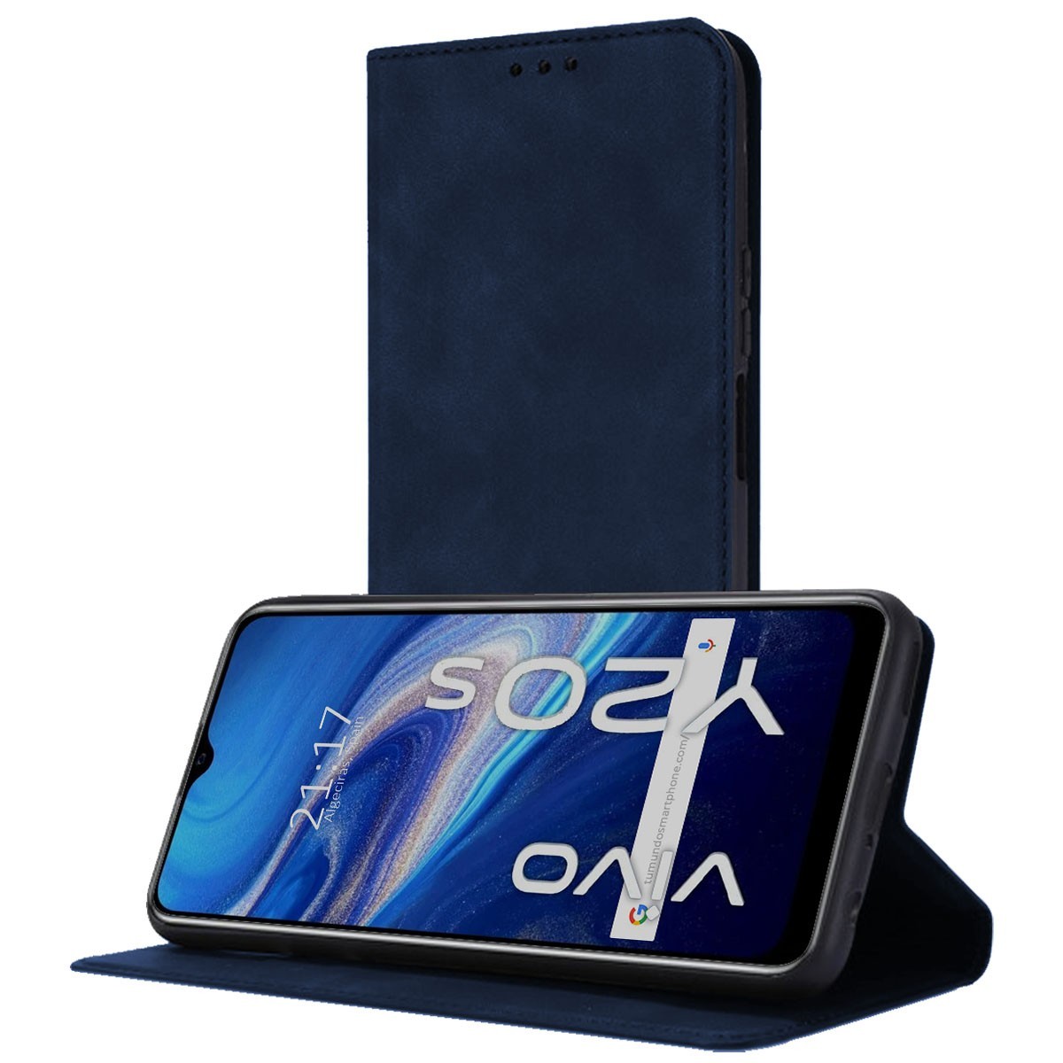 Funda Polipiel con tarjetero para Vivo Y20s / Y11s color Azul