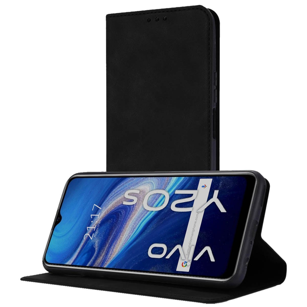 Funda Polipiel con tarjetero para Vivo Y20s / Y11s color Negra