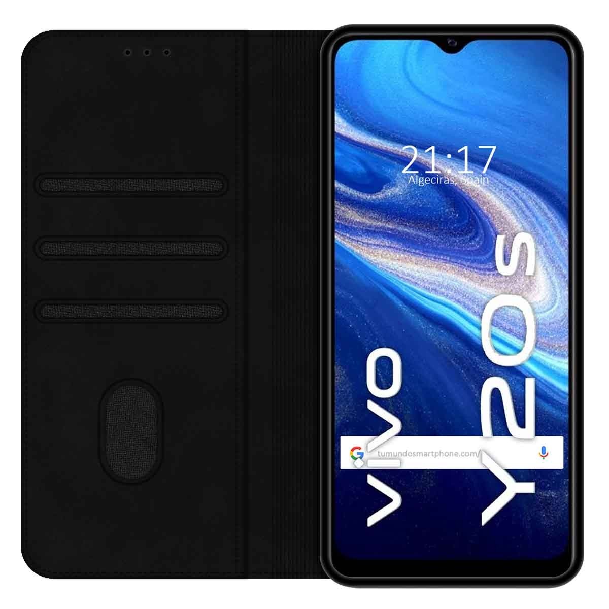 Funda Polipiel con tarjetero para Vivo Y20s / Y11s color Negra