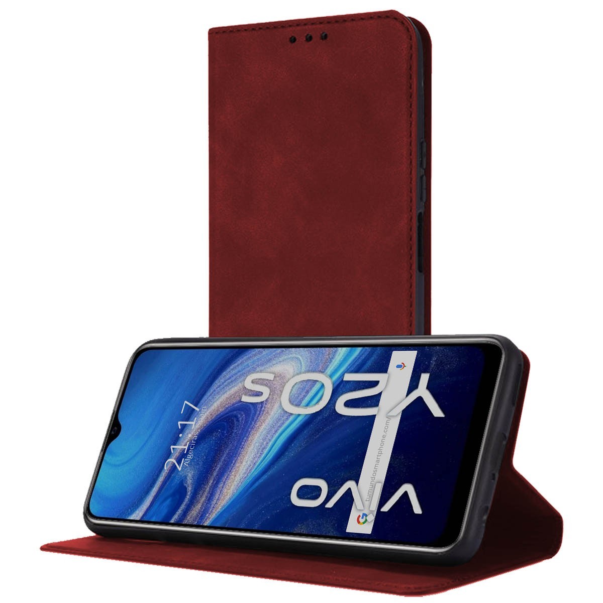 Funda Polipiel con tarjetero para Vivo Y20s / Y11s color Roja