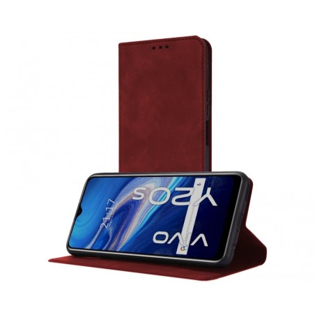 Funda Polipiel con tarjetero para Vivo Y20s / Y11s color Roja