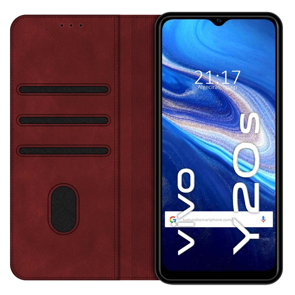 Funda Polipiel con tarjetero para Vivo Y20s / Y11s color Roja