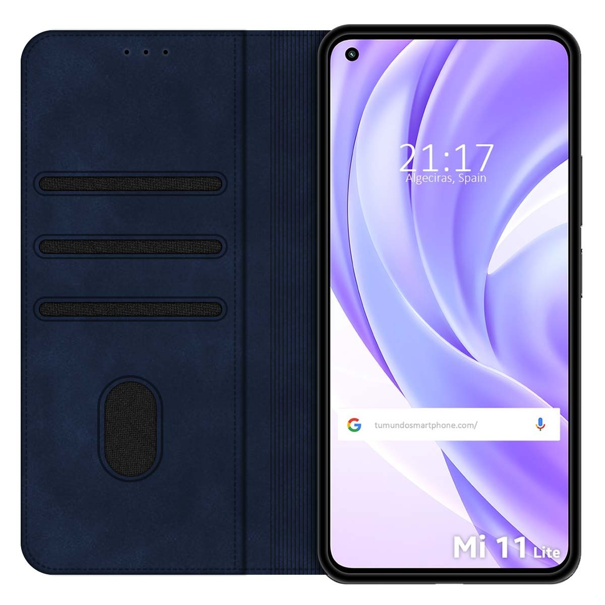 Funda Polipiel con tarjetero para Xiaomi Mi 11 Lite 4G / 5G / 5G NE color Azul