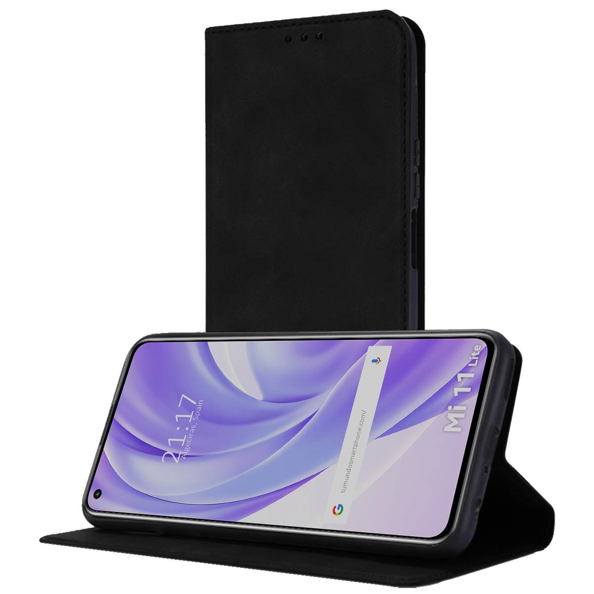 Funda Polipiel con tarjetero para Xiaomi Mi 11 Lite 4G / 5G / 5G NE color Negra