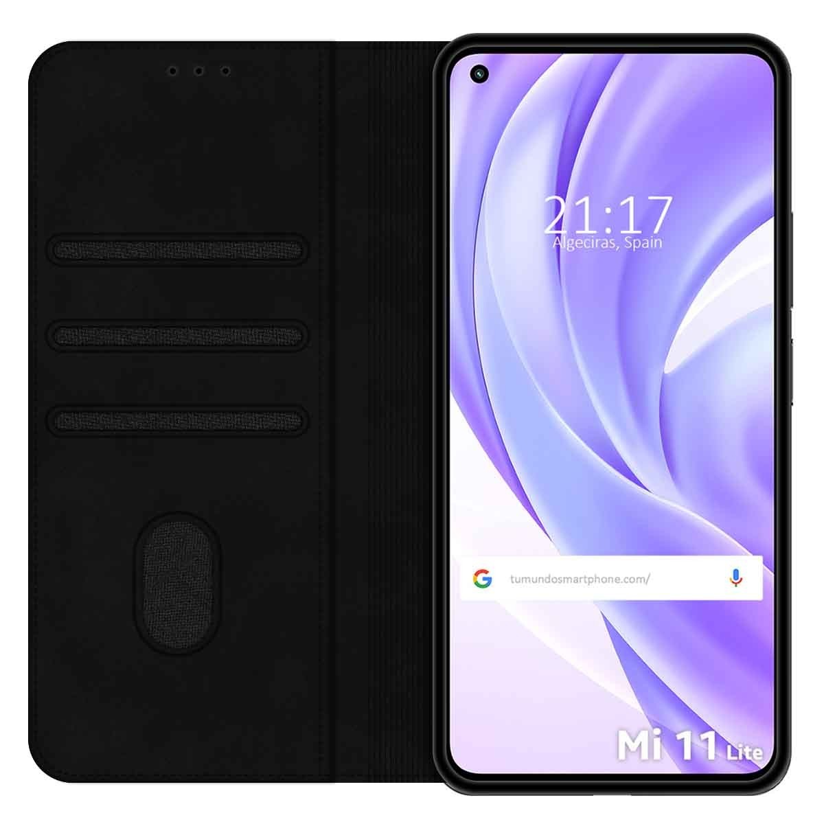 Funda Polipiel con tarjetero para Xiaomi Mi 11 Lite 4G / 5G / 5G NE color Negra