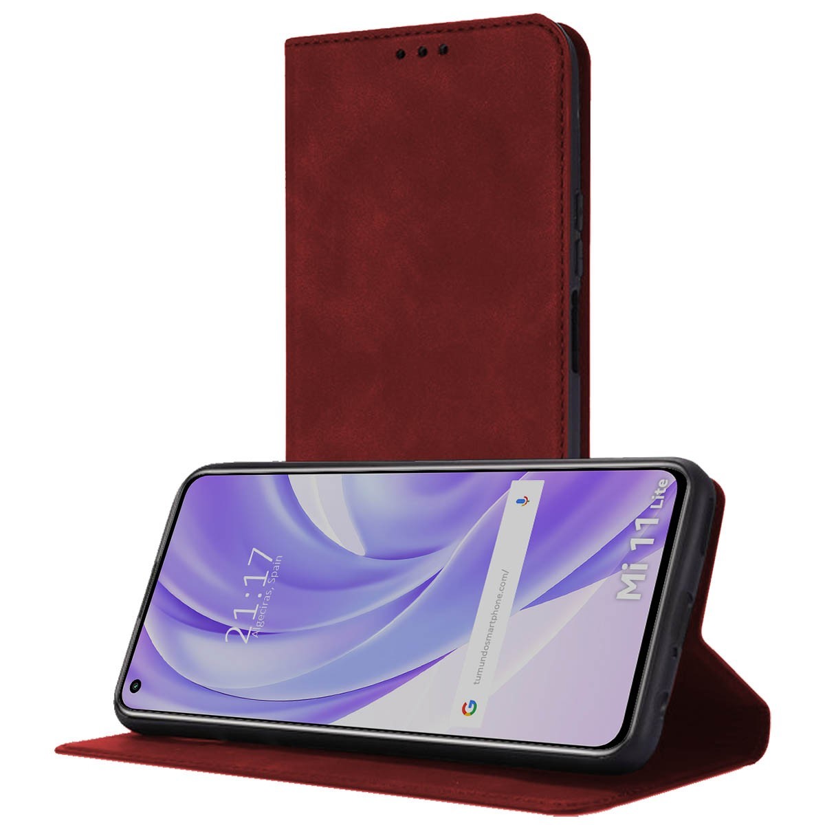 Funda Polipiel con tarjetero para Xiaomi Mi 11 Lite 4G / 5G / 5G NE color Roja