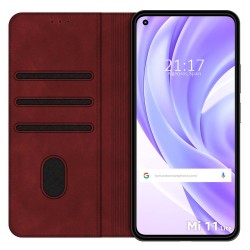 Funda Polipiel con tarjetero para Xiaomi Mi 11 Lite 4G / 5G / 5G NE color Roja 2