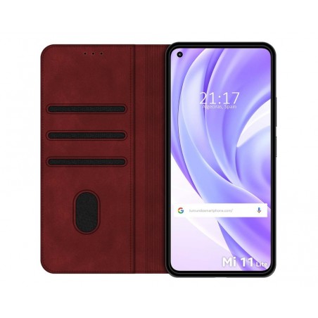 Funda Polipiel con tarjetero para Xiaomi Mi 11 Lite 4G / 5G / 5G NE color Roja