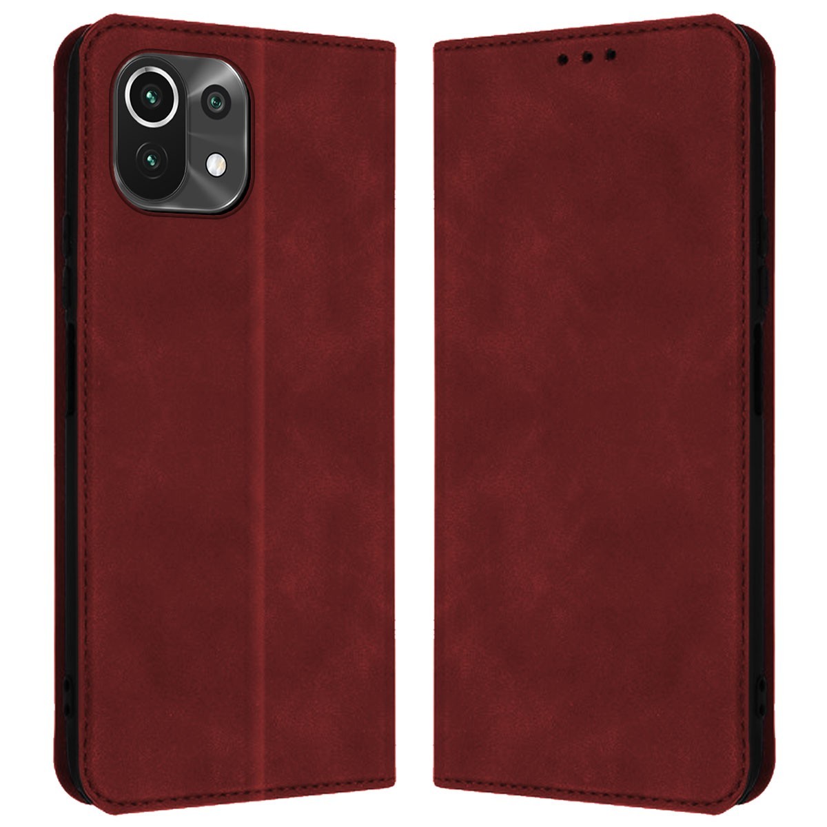 Funda Polipiel con tarjetero para Xiaomi Mi 11 Lite 4G / 5G / 5G NE color Roja