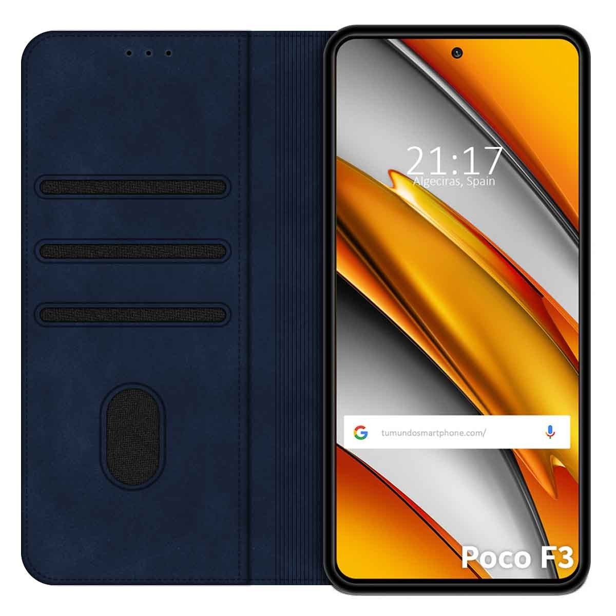 Funda Polipiel con tarjetero para Xiaomi POCO F3 5G / Mi 11i 5G color Azul