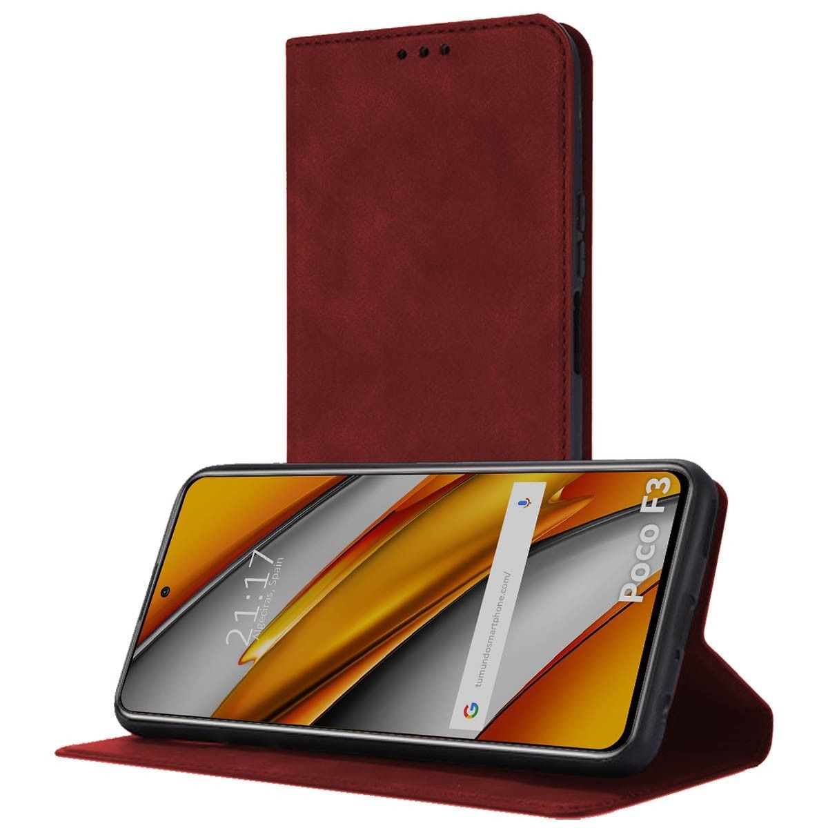 Funda Polipiel con tarjetero para Xiaomi POCO F3 5G / Mi 11i 5G color Roja