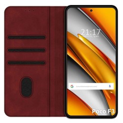Funda Polipiel con tarjetero para Xiaomi POCO F3 5G / Mi 11i 5G color Roja 2