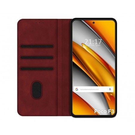 Funda Polipiel con tarjetero para Xiaomi POCO F3 5G / Mi 11i 5G color Roja