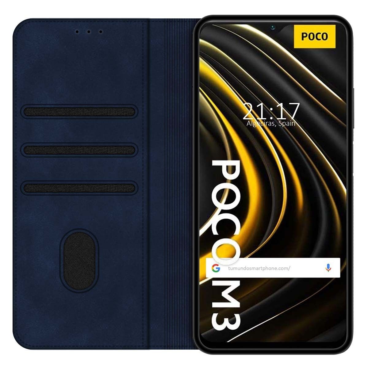 Funda Polipiel con tarjetero para Xiaomi POCO M3 / Redmi 9T color Azul