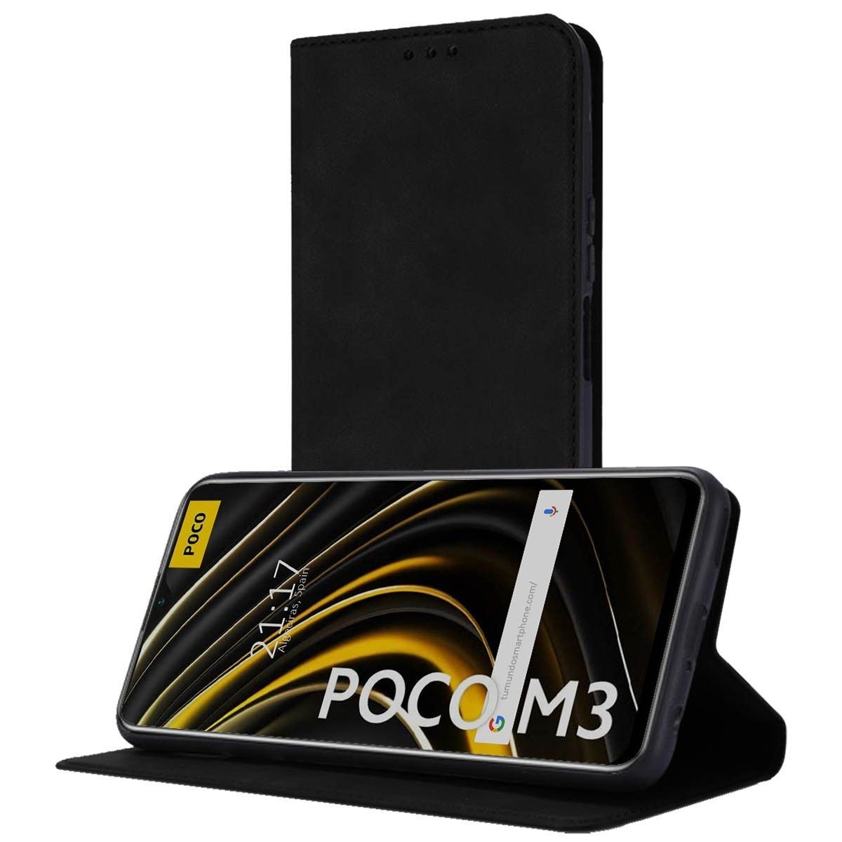 Funda Polipiel con tarjetero para Xiaomi POCO M3 / Redmi 9T color Negra