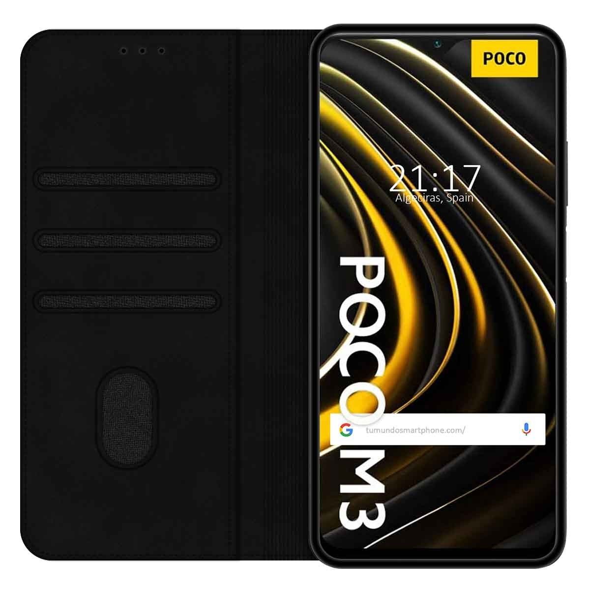 Funda Polipiel con tarjetero para Xiaomi POCO M3 / Redmi 9T color Negra