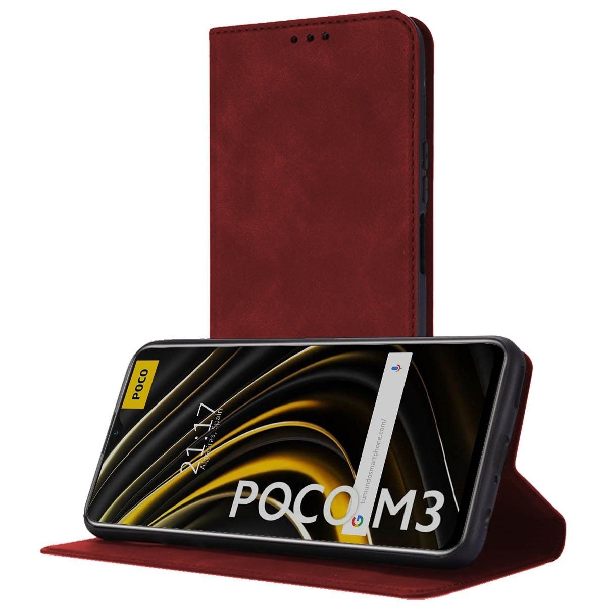 Funda Polipiel con tarjetero para Xiaomi POCO M3 / Redmi 9T color Roja