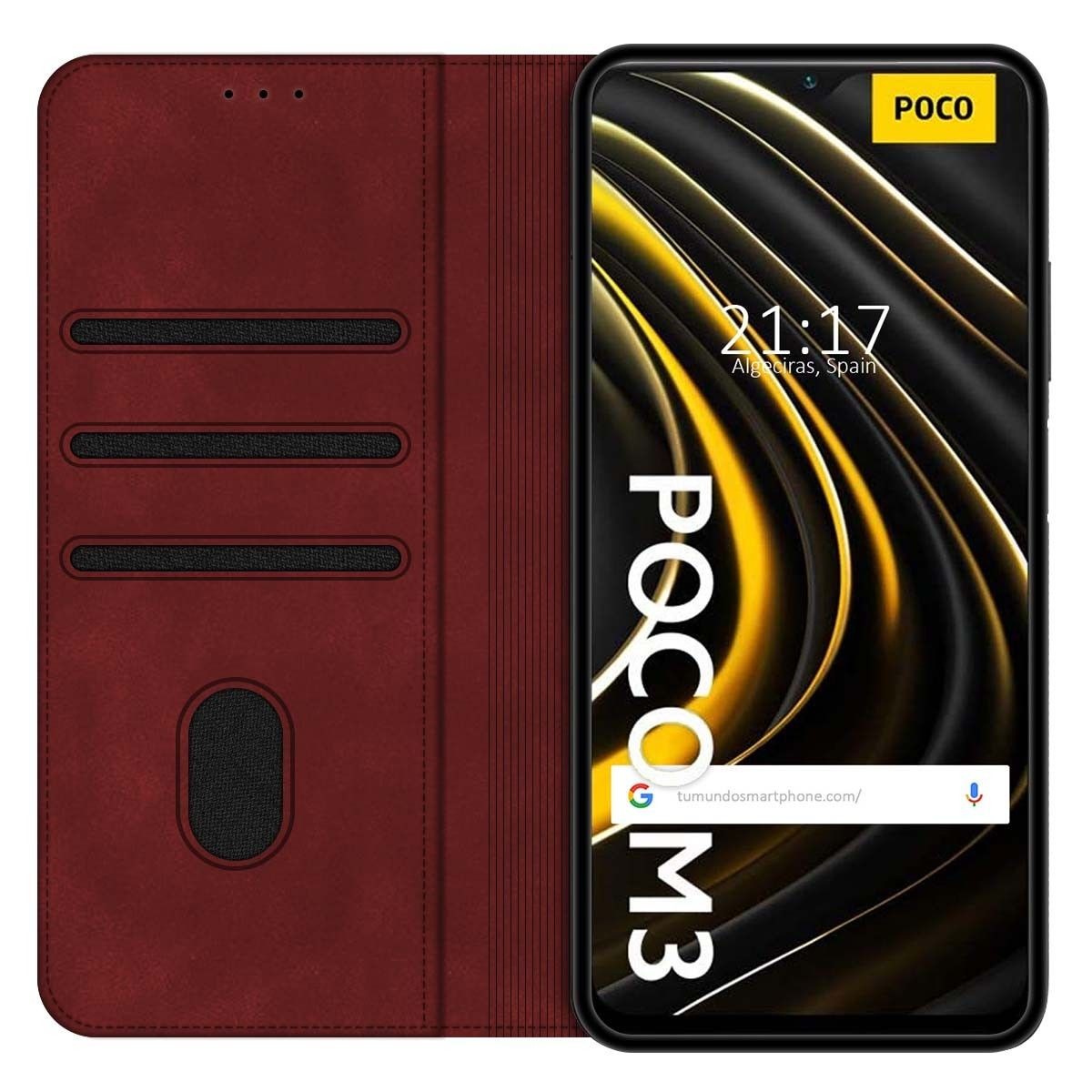 Funda Polipiel con tarjetero para Xiaomi POCO M3 / Redmi 9T color Roja
