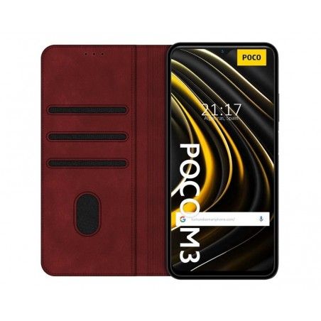 Funda Polipiel con tarjetero para Xiaomi POCO M3 / Redmi 9T color Roja