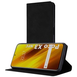 Funda Polipiel con tarjetero para Xiaomi POCO X3 NFC / X3 Pro color Negra