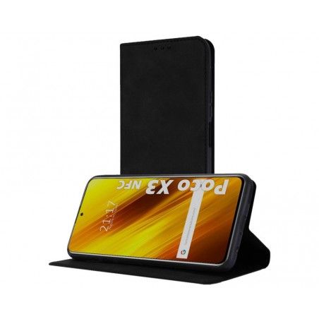 Funda Polipiel con tarjetero para Xiaomi POCO X3 NFC / X3 Pro color Negra