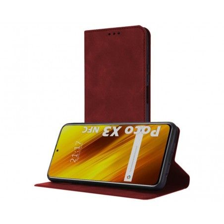Funda Polipiel con tarjetero para Xiaomi POCO X3 NFC / X3 Pro color Roja