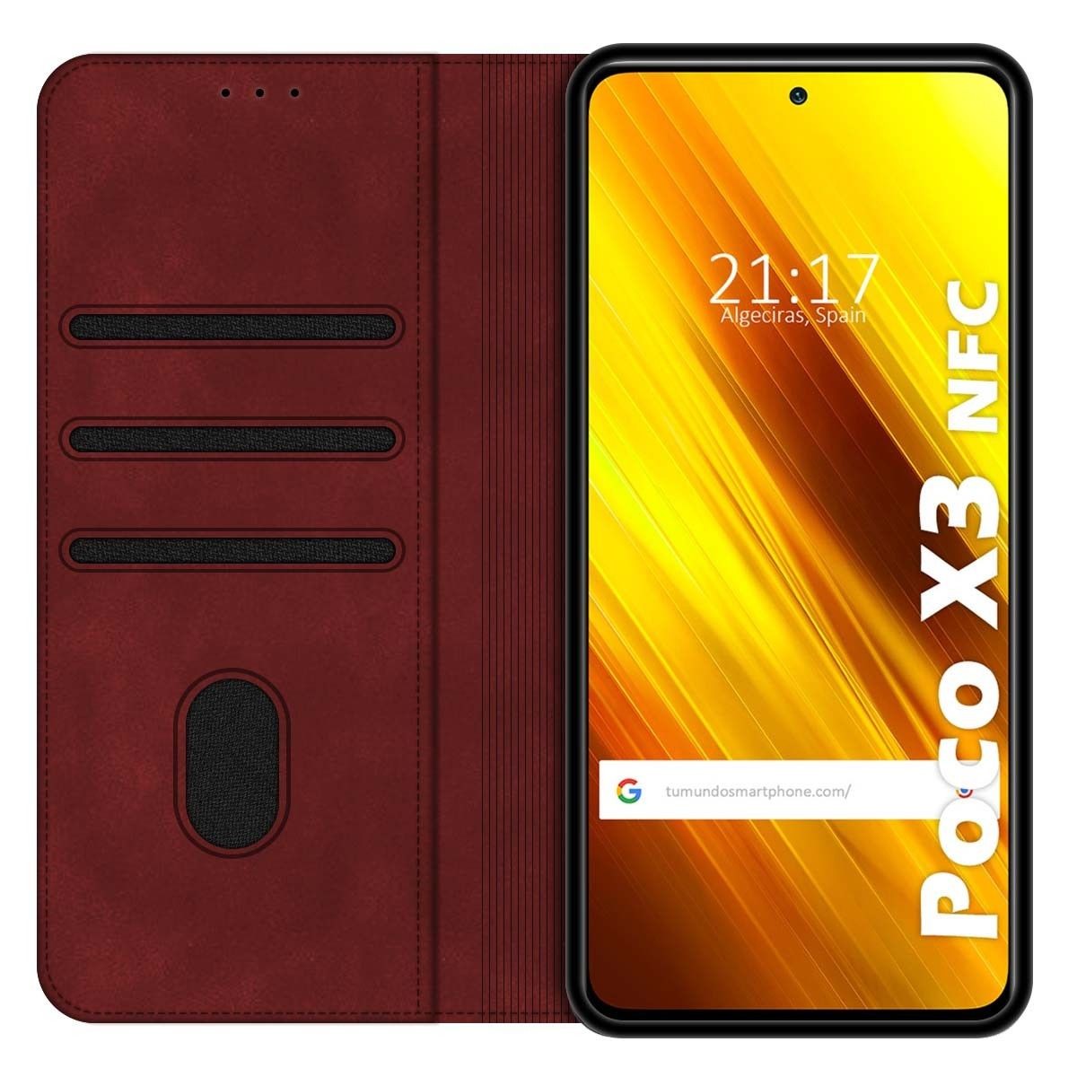 Funda Polipiel con tarjetero para Xiaomi POCO X3 NFC / X3 Pro color Roja