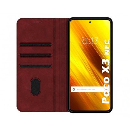 Funda Polipiel con tarjetero para Xiaomi POCO X3 NFC / X3 Pro color Roja