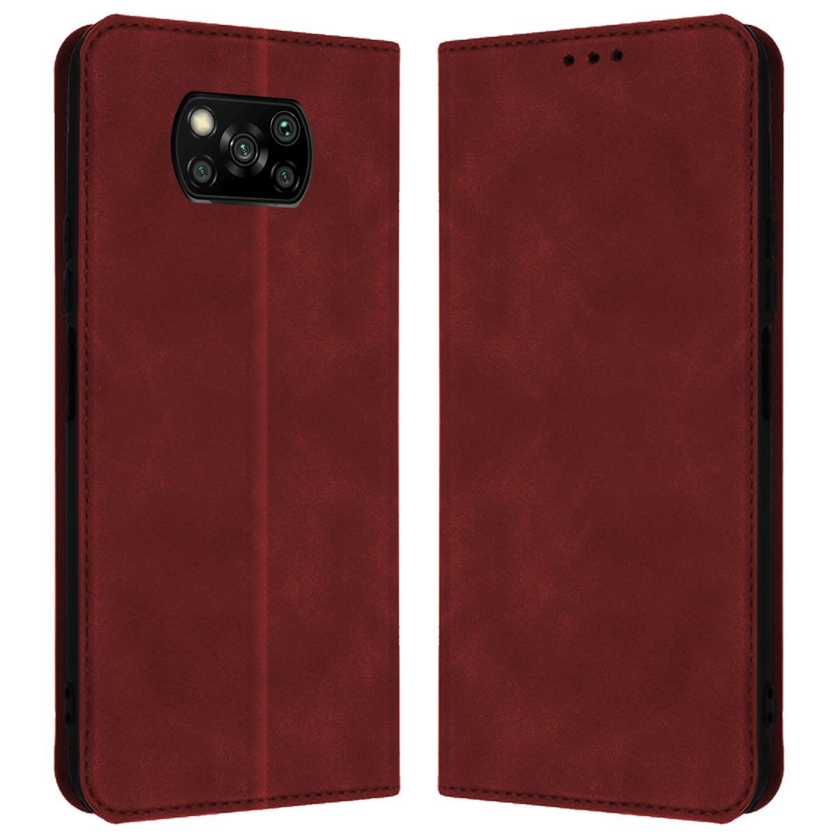 Funda Polipiel con tarjetero para Xiaomi POCO X3 NFC / X3 Pro color Roja