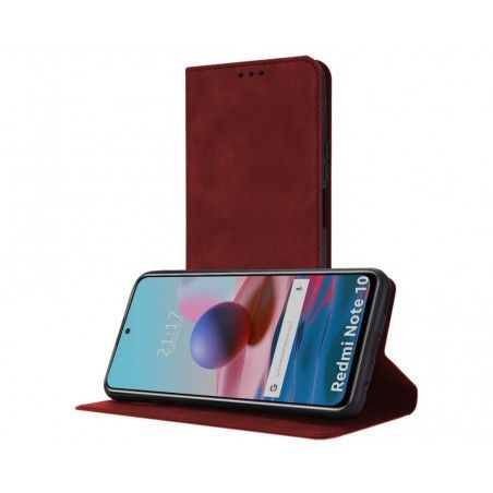 Funda Polipiel con tarjetero para Xiaomi Redmi Note 10 / 10S color Roja