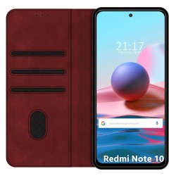 Funda Polipiel con tarjetero para Xiaomi Redmi Note 10 / 10S color Roja 2