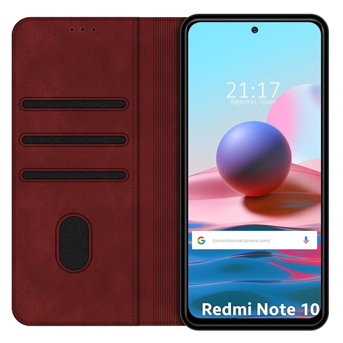Funda Polipiel con tarjetero para Xiaomi Redmi Note 10 / 10S color Roja