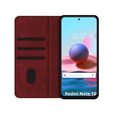 Funda Polipiel con tarjetero para Xiaomi Redmi Note 10 / 10S color Roja