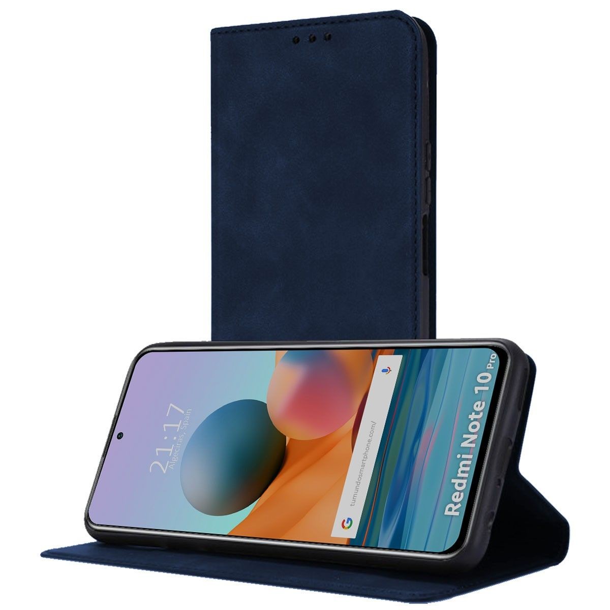 Funda Polipiel con tarjetero para Xiaomi Redmi Note 10 Pro color Azul