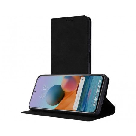 Funda Polipiel con tarjetero para Xiaomi Redmi Note 10 Pro color Negra